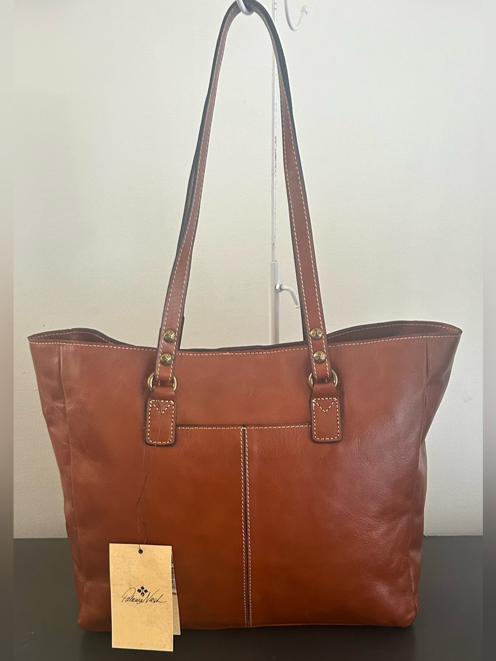 Patricia Nash Brown Italian Leather Large Tote Shoulder Bag Work Laptop - Picture 4 of 12